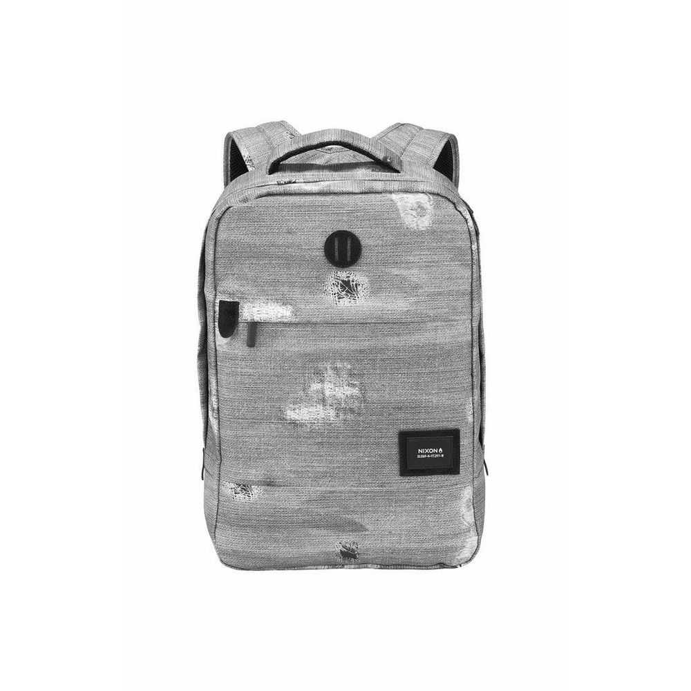NIXON Backpack Beacons Gray White Black Print Textured Woven